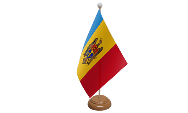 Moldova Small Flag with Wooden Stand
